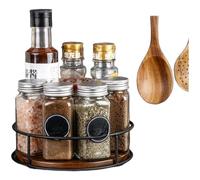 Helilyco Bandeja organizadora giratoria de madera de acacia, para tocadiscos de 360 grados, estante de especias de cocina, maquillaje, almacenamiento de escritorio, base antideslizante estable