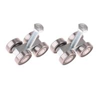 Helilyco Carro de 4 ruedas resistente con canal de puntal de 1-5/8 pulgadas, rodillo de acero galvanizado con perno M10, funcionamiento silencioso suave, capacidad de 400 kg, paquete de 2