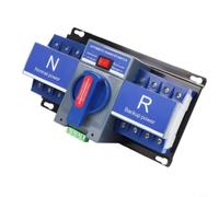 Helilyco Interruptor de transferencia automática de doble potencia 4P | Plástico ignífugo, protección contra cortocircuitos y sobrecarga, modo manual/automático, para salas de computadoras, 50/60Hz