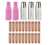 Helilyco Kit de 25 piezas de soldadura MIG para consumibles de antorcha MB15 15AK 14AK, puntas de contacto de 0,8/1,0 mm, boquillas de gas y loza para HITBOX MIG200 MIG250