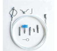 Helilyco Kit de émbolo de drenaje blanco con manguera de acero flexible y 9 accesorios para limpiar desagües de inodoro y fregadero
