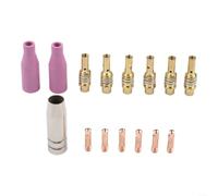Helilyco Kit de soplete de soldadura MB-15 AK15 MIG MAG, 6 puntas de contacto de cobre de 10 mm, 2 boquillas de cerámica, 6 soportes de puntas, herramienta de instalación