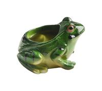 Helilyco Maceta de resina para suculentas de rana de 11,3 x 7,5 cm, color verde, realista con agujero de drenaje, decoración de escritorio de jardín para interiores y exteriores
