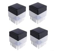 Helilyco Paquete de 4 luces LED solares para postes, faroles de pared impermeables para exteriores, jardín, patio, para lámpara compacta de columna ABS, fácil instalación, luz cálida o blanca (luz