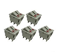 Helilyco Paquete de 5 interruptores de botón de alimentación dual de 6 pines 250 V 16 A para calentador de aceite, radiador, control de encendido y apagado, gris negro (gris)