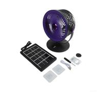 Helilyco Ventilador silencioso sin escobillas 3000mAh para energía solar | Carga dual a través de panel solar y para USB C, 5 velocidades ajustables, motor silencioso sin escobillas