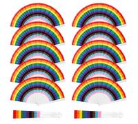 Helimoto 12 accesorios de orgullo LGBT, ventiladores portátiles de progreso, abanicos plegables de arco iris para mujeres gay, fanáticos de plástico para festivales del mes del orgullo LGBT