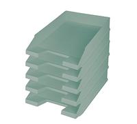 helit H2661632 - Bandeja de cartas el pentagrama verde, DIN A4-C4, 5 piezas, turquesa, compartimentos apilables de plástico reciclado, certificado Ángel Azul