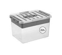helit sunware H6161002 - Caja de almacenaje "the q-line", 22 litros, con tapa, transparente, 1 unidad