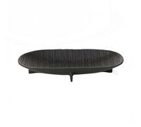 Hellery Bandeja Decorativa Hoja Bandeja Servir Centro de Mesa Bandeja Exhibición Bandeja Alargada Aluminio Brillante con Forma Estilizada y Soporte Bajo, Plateado Martillado, Grande 59 17.5 H12cm