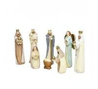 Hellery Figurilla Religiosa Navidad Conjunto Pesebre Escena Nacimiento con Figuritas para Hogar Resina Sintética Lustrada Base Estable Adecuada para Mesa