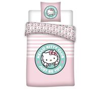 Aymax Juego de cama reversible Hello Kitty Club Rosa menta 140x200 cm (Cama 90) con funda almohada