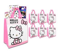 Hello Kitty Juego de 6 bolsas reutilizables para regalos de fiesta de Hello Kitty más calcomanías tatuajes más suministros para fiesta de cumpleaños Sanrio