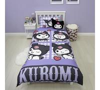 Hello Kitty Juego de Funda Nórdica Rebelde con Licencia Oficial, Juego de Funda Nórdica Reversible Kuromi con Funda de Almohada a Juego, Dormitorio de los Niños, Polialgodón
