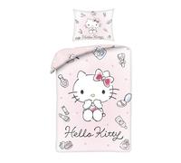 Halantex Hello Kitty - Juego de cama con funda nórdica de 140 x 200 cm y funda de almohada de 70 x 90 cm, reversible, 100% poliéster, color rosa