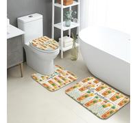 Hello Sunshine - Tapete de baño tropical de secado rápido, colorido, floral, absorbente, antideslizante, decorativo, lavable, para baño, baño, baño, 3 piezas