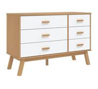 Helloshop26 - Armario con cajones escandinavo, 111 x 42 x 73,5 cm, gran espacio de almacenamiento, acabado mate, madera de pino, color blanco 02_0047359