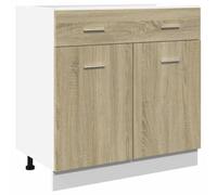 Helloshop26 - Armario con cajones inferiores, moderno, cocina, 80 x 46 x 81 cm, gran espacio para almacenamiento de madera de ingeniería roble Sonoma 02_0049689