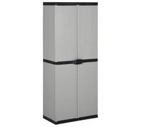 Helloshop26 - Armario de almacenamiento para jardín, 3 estantes para exteriores, 68 x 40 x 168 cm, PVC, color gris 02_0047064