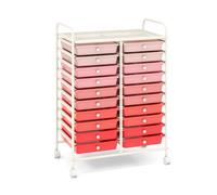Helloshop26 - Carro de almacenamiento (63 x 37 x 87 cm, con 20 cajones coloridos y ruedas móviles, para oficina escolar, acero rosa, 20_0019419