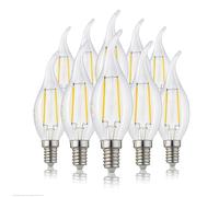 Hellum 10 bombillas LED tipo vela E14 blanco cálido, 250 lúmenes Bombilla tipo vela E14 2,2 W equivalente a una lámpara de 25 vatios, 2700 kelvin blanco cálido claro 220537