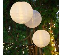 Hellum 150957 - Farolillos LED para exterior (3 unidades, con mando a distancia, luz blanca cálida, diámetro de 25 cm, 2 x 20 cm de diámetro, resistente a la intemperie, pilas, para exteriores,
