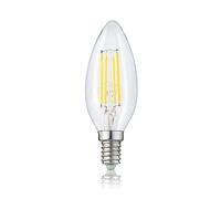 Hellum 207118-Bombilla LED con filamento (C35, 4 W equivalentes a 37 W, 420 lúmenes 2700 K, ángulo de Haz de 330°, 25000 Horas, para Interiores y Exteriores) E14, Claro, 3,5 x 3,5 x 10 cm