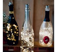 hellum 3 luces para botellas con temporizador, luz blanca cálida, 30 luces LED, funciona con pilas, guirnalda de luces LED, DIY, decoración de mesa, Navidad 524543