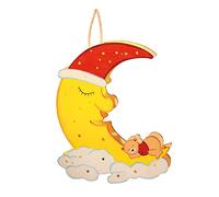 Hellum 574036 - lámpara de ventana de LED, "madera de la luna con el oso el dormir" de madera, 10 LEDs blanco cálido, funcionamiento de la batería de color