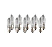hellum 950021 - Velas de repuesto (filamento, 8 V, 3 W, para guirnaldas de luces y arcos, 10 unidades, E10 (10 mm de diámetro), apto para 30 quemadores, 22 lúmenes, para interior