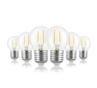 Hellum Bombilla LED E27 de 2,2 W, equivalente a una bombilla incandescente de 25 W, Mini Globe 250 lúmenes, 2700 kelvin, lampara LED transparente para casquillo E27, lote de 6 unidades 220810