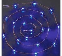 Hellum Cadena de luces LED de cobre con perlas taupe, 20 LEDs azules, 105 cm de longitud iluminada, cable plateado, para interiores, a batería (2AA), 570724