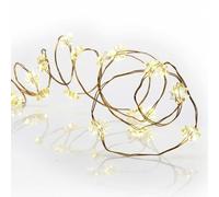 Hellum cadena de luces LED de cobre, estrellas, 20 LEDs blanco cálido, 105 cm de longitud de luz, cable plateado, para interiores, funciona con batería (2AA), 570830