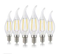 Hellum lámpara de vela E14 LED blanco cálido, bombilla transparente E14 con 250 lúmenes, C35, LED sustituye a una bombilla de 40 vatios, 2700 kelvin, 6 unidades 220704