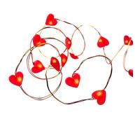 Hellum LED cadena de luz corazones, cadena de luz roja con 20zig corazones, corazón interior, LED decoración de San Valentín 570854