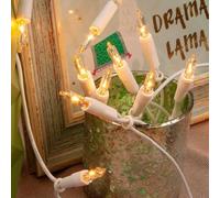 Hellum luces de hadas de interior alimentado, mini luces de hadas 10 bombillas claras luz cálida, iluminado 1.35m, cable blanco 10 luces con enchufe para Navidad <59 lumen 831184