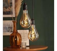 Hellum Set LED luz colgante con batería y mando a distancia, 2x bombilla dorada sin electricidad para exterior e interior, decoración impermeable luz colgante con temporizador Navidad 525090