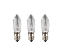 hellum Velas de repuesto para filamentos de 48 V 3 W para cadenas de luces y arcos, 3 unidades de velas estriadas E10 (10 mm de diámetro), aptas para 5 quemadores, 15 lúmenes, para interior 915136