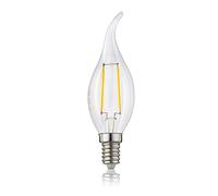 Hellum 207309 Bombilla LED, Bombilla Vela con Efecto Llama, casquillo E14, luz blanca cálida, 250 lúmenes, 2 W, equivalente a 25 W, 2700 K, paquete de 5