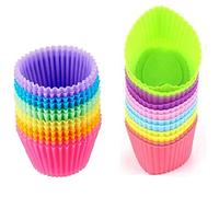 HelpCuisine Moldes de horneado/moldes magdalenas,juego de 36 Moldes de siliconas con la forma redonda reutilización para Magdalenas, Muffins, Gelatina, Snacks, Helados, Tartas heladas