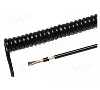 HELU Cable Espiral 2x0,14mm² PUR Negro