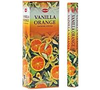 Hem Paquete de 6 varillas de incienso de 20 varillas de color naranja vainilla, caja de seis tubos de 20 varillas
