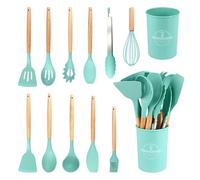 Hemasa Juego de 12 utensilios de cocina de silicona, antiadherentes, resistentes al calor, kit de cocina (verde)