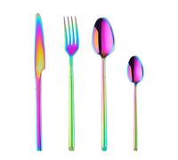 Hemasa Juego de cubiertos de acero inoxidable de 16 piezas para 4 personas, incluye cuchillo, tenedor, cuchara para comedor, diseño moderno y pulido con espejo, apto para lavavajillas (oro rosa)