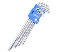 HemBorta Juego de Llaves Torx Seguridad Extra Largas 9pc, T10-T50, Satinado