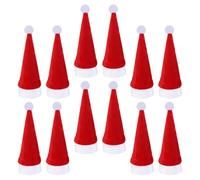 Hemobllo 12 Piezas Mini Sombrero Navideño Rojo de Tela para Piruleta, | Decoración Festiva, Suave y Ligera, Lavable, para Navidad y Candy, Uso en Fiesta