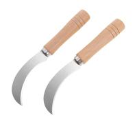 Hemobllo 2 Piezas Cuchillo Curvo Hoja Curva Acero Inoxidable Mango Madera | Hoja Afilada de Acero Inoxidable, Mango Clásico de Madera, Adecuado para Cocinar y Tallar Frutas Suaves