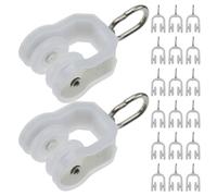 Hemobllo 40 Piezas Rodillos para Cortinas Doble Rueda de Plástico y Metal, Fácil Instalación y Deslizamiento Suave para Rieles Rectos y Curvos en Sala de Estar o Garaje