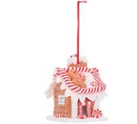 Hemobllo Adorno Navideño de Casa de Jengibre, Casita Navideña de Arcilla, Luz Led, Colgante, para Árbol de Navidad, Obsequio de Navidad