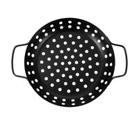 Hemobllo Bandeja para Asar para Barbacoa al Aire Libre y Cocina Doméstica con Agujeros Grandes de Acero al Carbono, Sartén Grill Resistente al Calor con Doble Asa